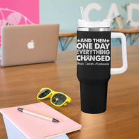 Brain Cancer Awareness Tumbler With Handle Retro Fight Brain Tumor Cure Gray Ribbon