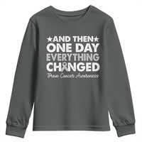 Brain Cancer Awareness Youth Sweatshirt Retro Fight Brain Tumor Cure Gray Ribbon