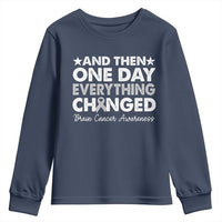 Brain Cancer Awareness Youth Sweatshirt Retro Fight Brain Tumor Cure Gray Ribbon