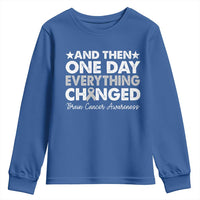 Brain Cancer Awareness Youth Sweatshirt Retro Fight Brain Tumor Cure Gray Ribbon