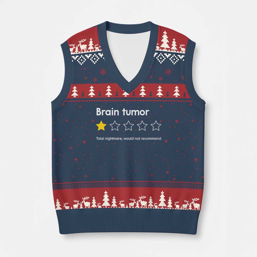Brain Tumor V-Neck Knit Sweater Vest One Star Would Not Recommend Brain Cancer Awareness