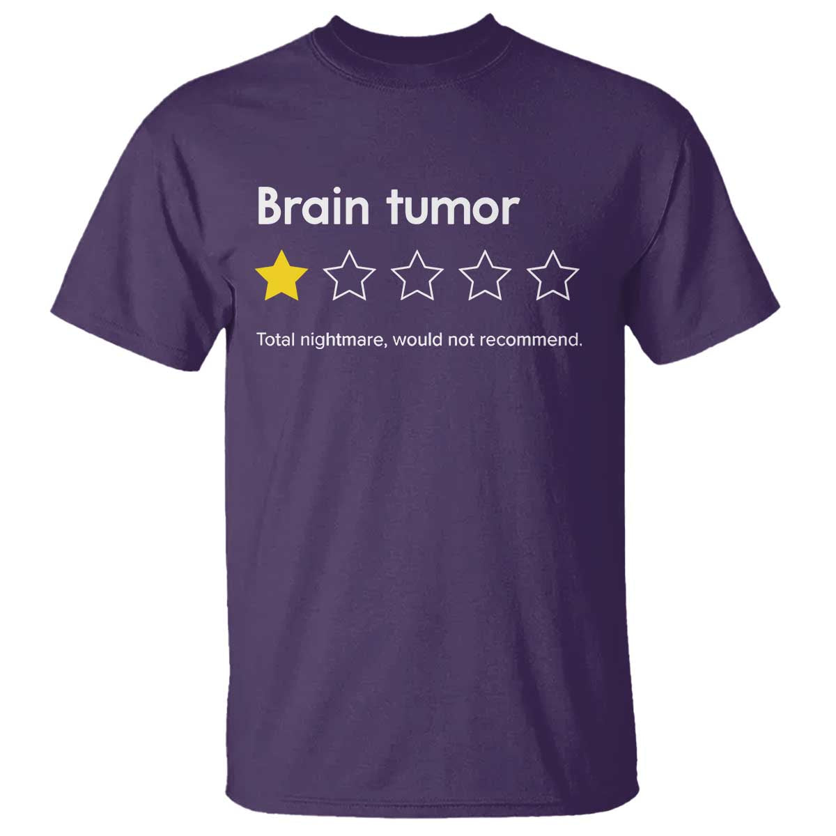 Brain Tumor T Shirt One Star Would Not Recommend Brain Cancer Awareness