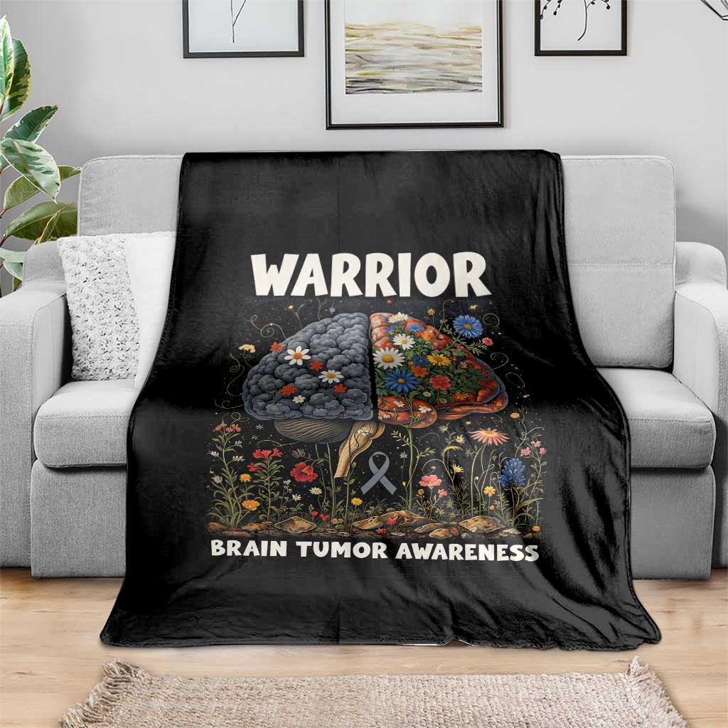 Brain Tumor Warrior Throw Blanket Gray Ribbon Brain Cancer Awareness