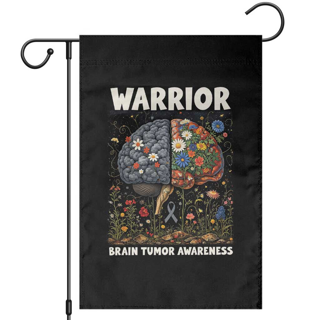 Brain Tumor Warrior Garden Flag Gray Ribbon Brain Cancer Awareness