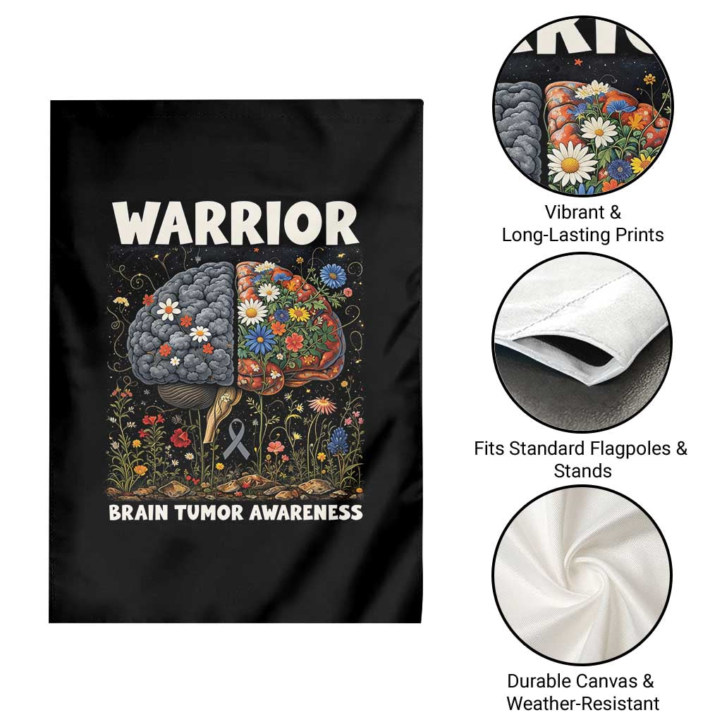 Brain Tumor Warrior Garden Flag Gray Ribbon Brain Cancer Awareness