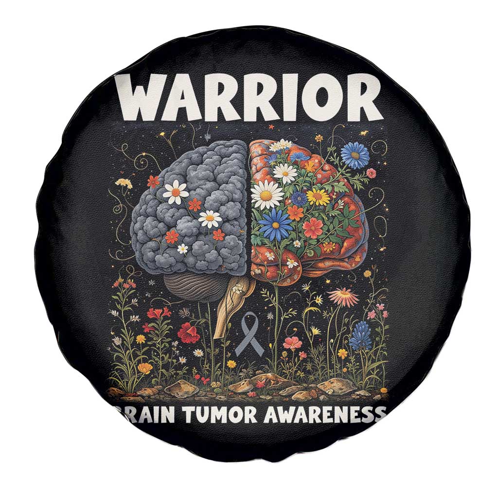 Brain Tumor Warrior Spare Tire Cover Gray Ribbon Brain Cancer Awareness