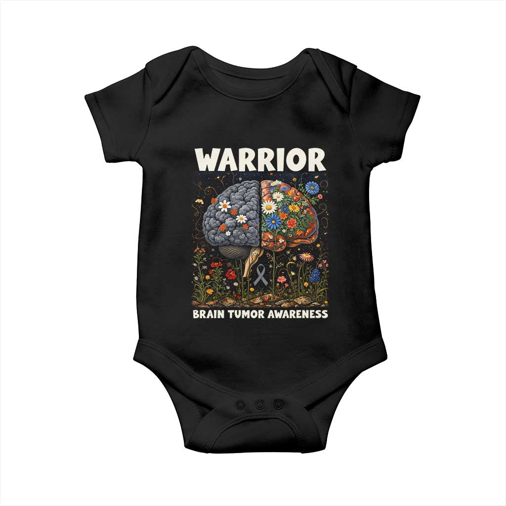 Brain Tumor Warrior Baby Onesie Gray Ribbon Brain Cancer Awareness