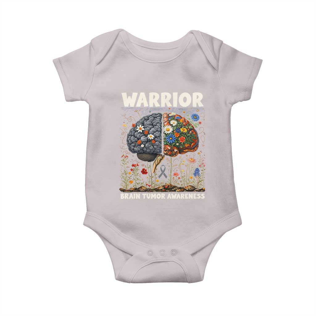 Brain Tumor Warrior Baby Onesie Gray Ribbon Brain Cancer Awareness