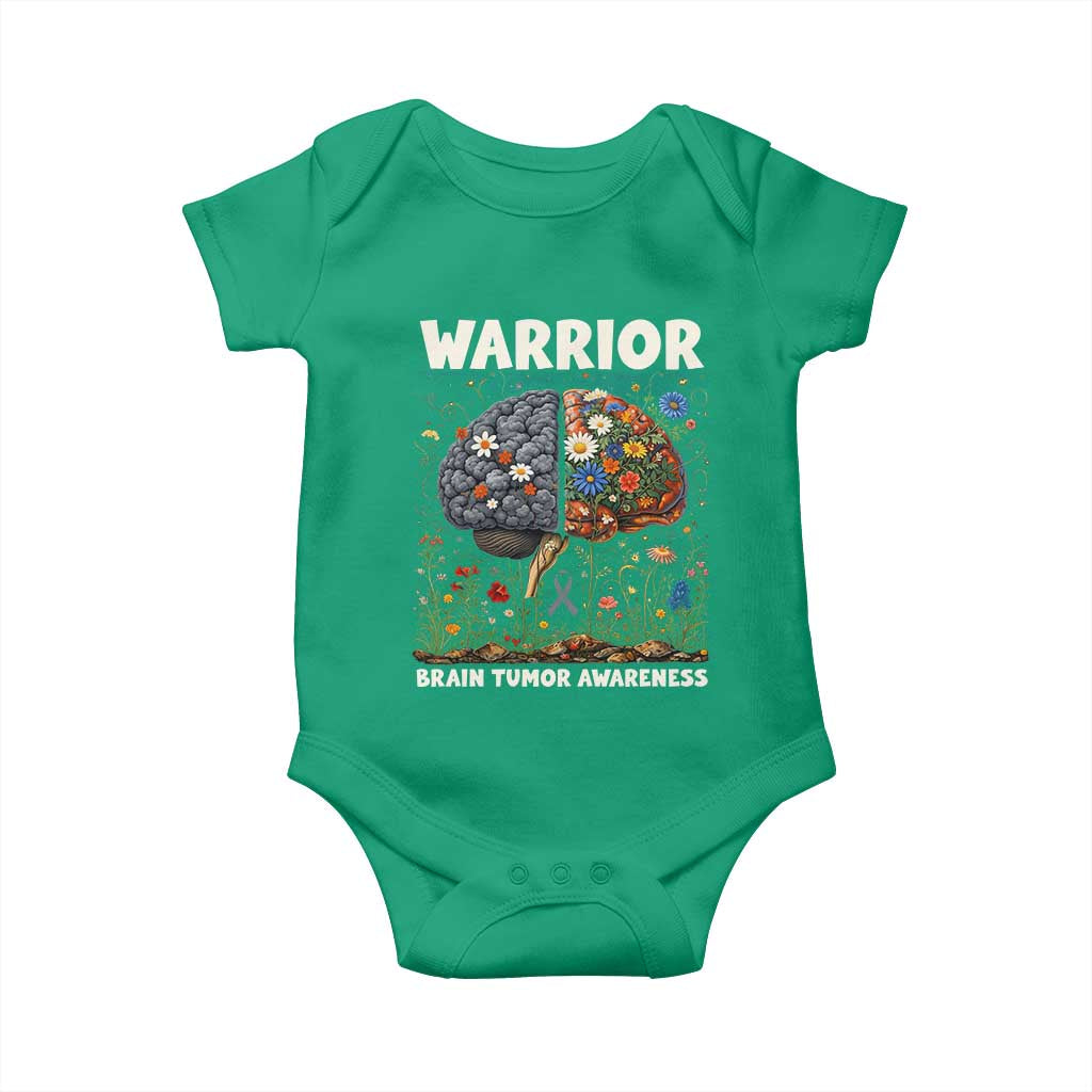 Brain Tumor Warrior Baby Onesie Gray Ribbon Brain Cancer Awareness