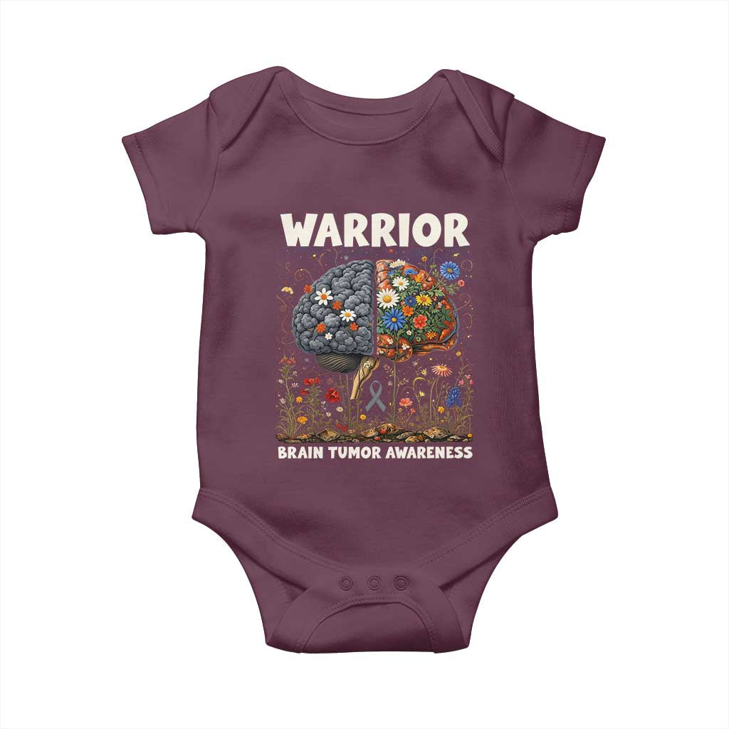 Brain Tumor Warrior Baby Onesie Gray Ribbon Brain Cancer Awareness
