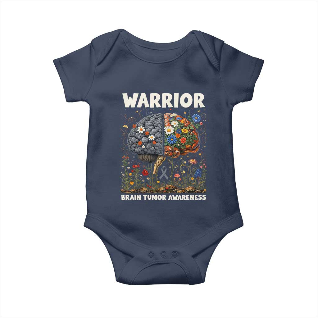 Brain Tumor Warrior Baby Onesie Gray Ribbon Brain Cancer Awareness