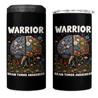 Brain Tumor Warrior 4 in 1 Can Cooler Tumbler Gray Ribbon Brain Cancer Awareness