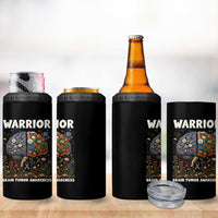 Brain Tumor Warrior 4 in 1 Can Cooler Tumbler Gray Ribbon Brain Cancer Awareness