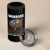 Brain Tumor Warrior 4 in 1 Can Cooler Tumbler Gray Ribbon Brain Cancer Awareness