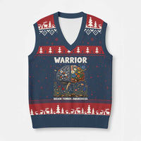 Brain Tumor Warrior V-Neck Knit Sweater Vest Gray Ribbon Brain Cancer Awareness