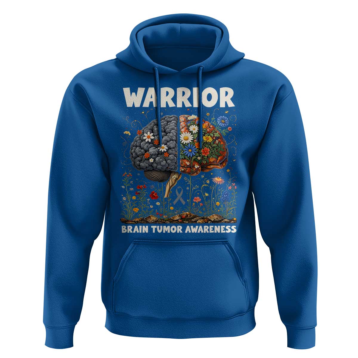 Brain Tumor Warrior Hoodie Gray Ribbon Brain Cancer Awareness