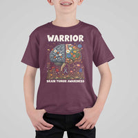 Brain Tumor Warrior T Shirt For Kid Gray Ribbon Brain Cancer Awareness