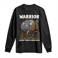 Brain Tumor Warrior Long Sleeve Shirt Gray Ribbon Brain Cancer Awareness