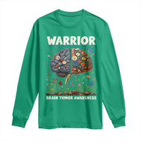 Brain Tumor Warrior Long Sleeve Shirt Gray Ribbon Brain Cancer Awareness
