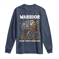 Brain Tumor Warrior Long Sleeve Shirt Gray Ribbon Brain Cancer Awareness
