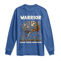 Brain Tumor Warrior Long Sleeve Shirt Gray Ribbon Brain Cancer Awareness