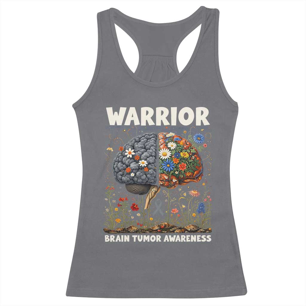 Brain Tumor Warrior Racerback Tank Top Gray Ribbon Brain Cancer Awareness