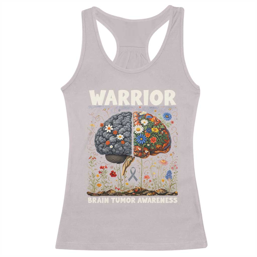 Brain Tumor Warrior Racerback Tank Top Gray Ribbon Brain Cancer Awareness