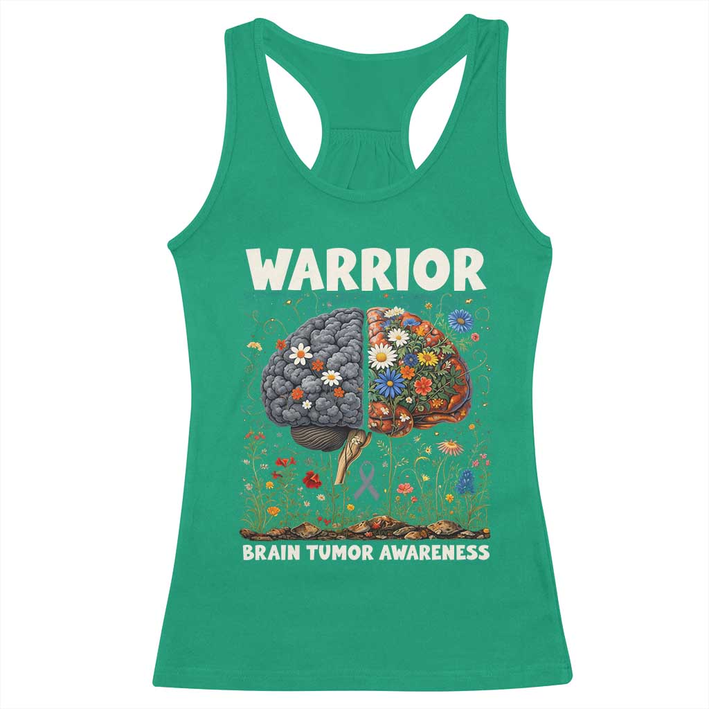 Brain Tumor Warrior Racerback Tank Top Gray Ribbon Brain Cancer Awareness