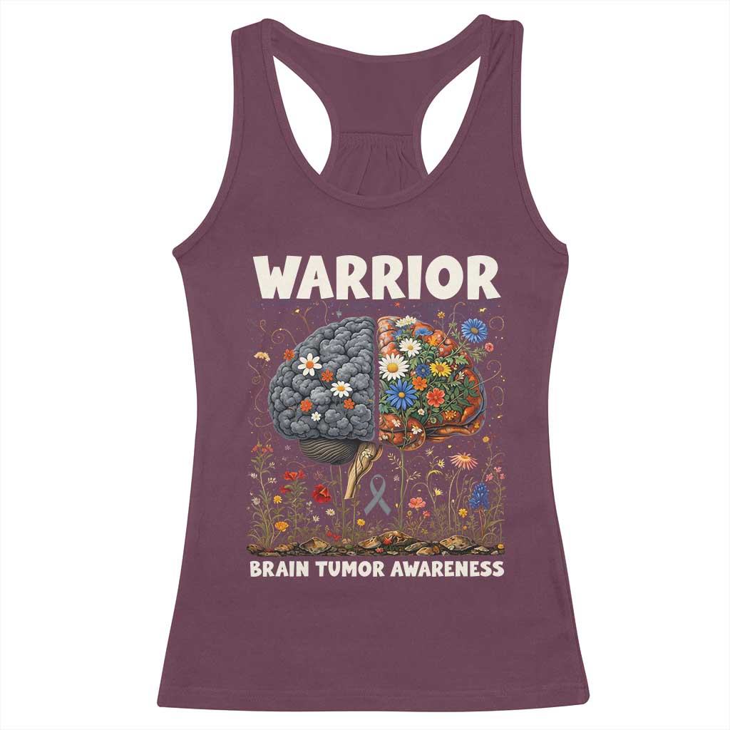 Brain Tumor Warrior Racerback Tank Top Gray Ribbon Brain Cancer Awareness