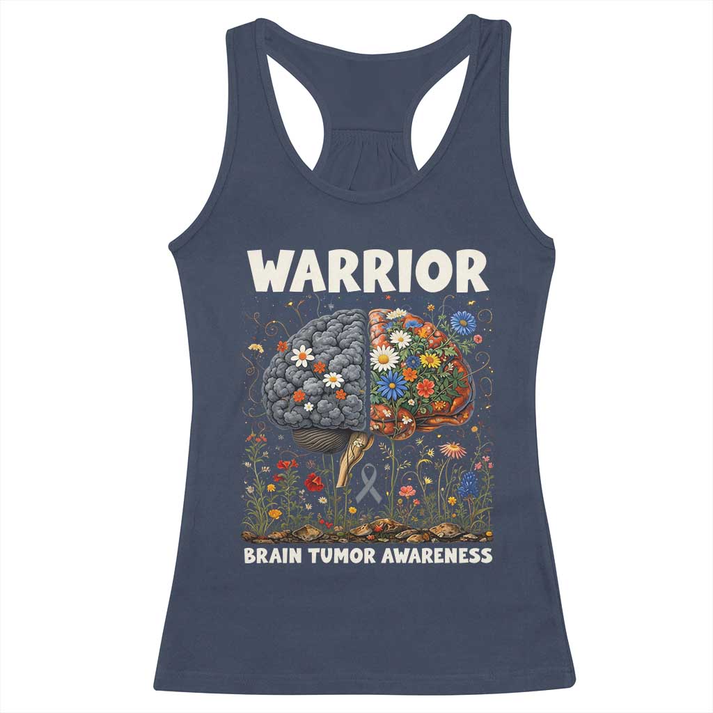 Brain Tumor Warrior Racerback Tank Top Gray Ribbon Brain Cancer Awareness