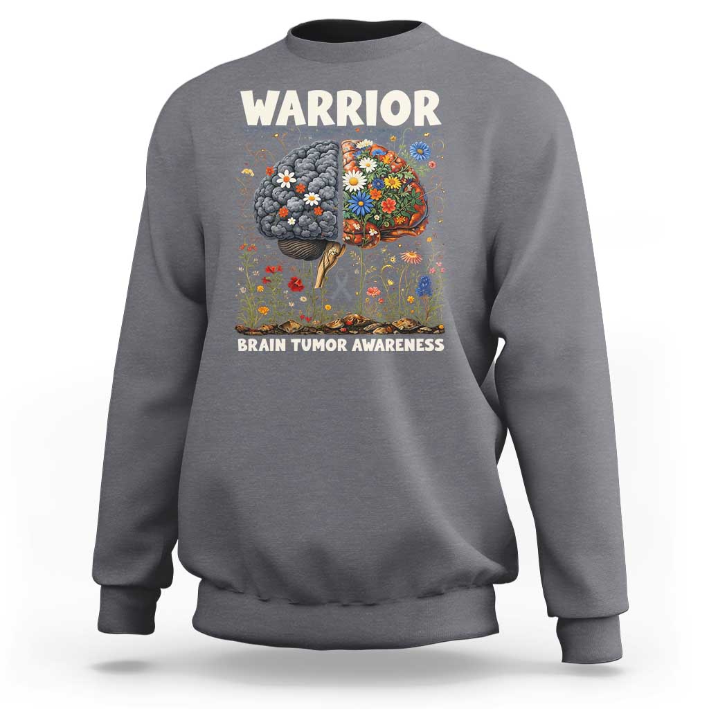 Brain Tumor Warrior Sweatshirt Gray Ribbon Brain Cancer Awareness