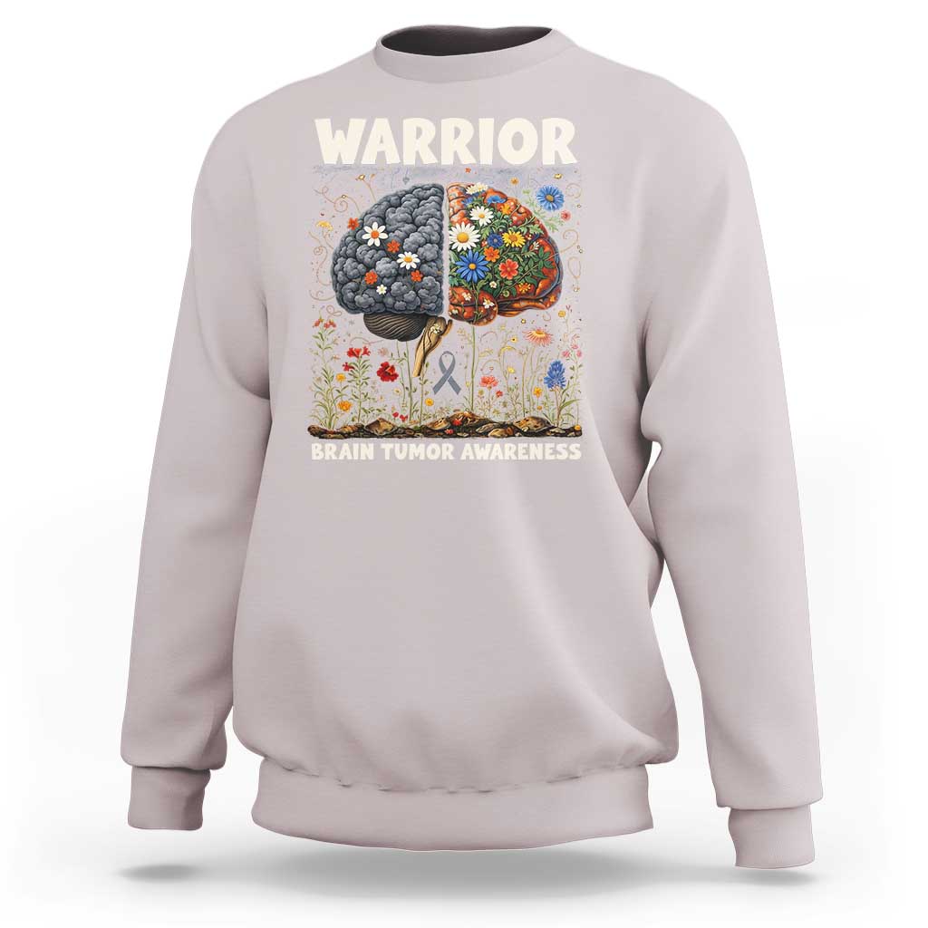 Brain Tumor Warrior Sweatshirt Gray Ribbon Brain Cancer Awareness