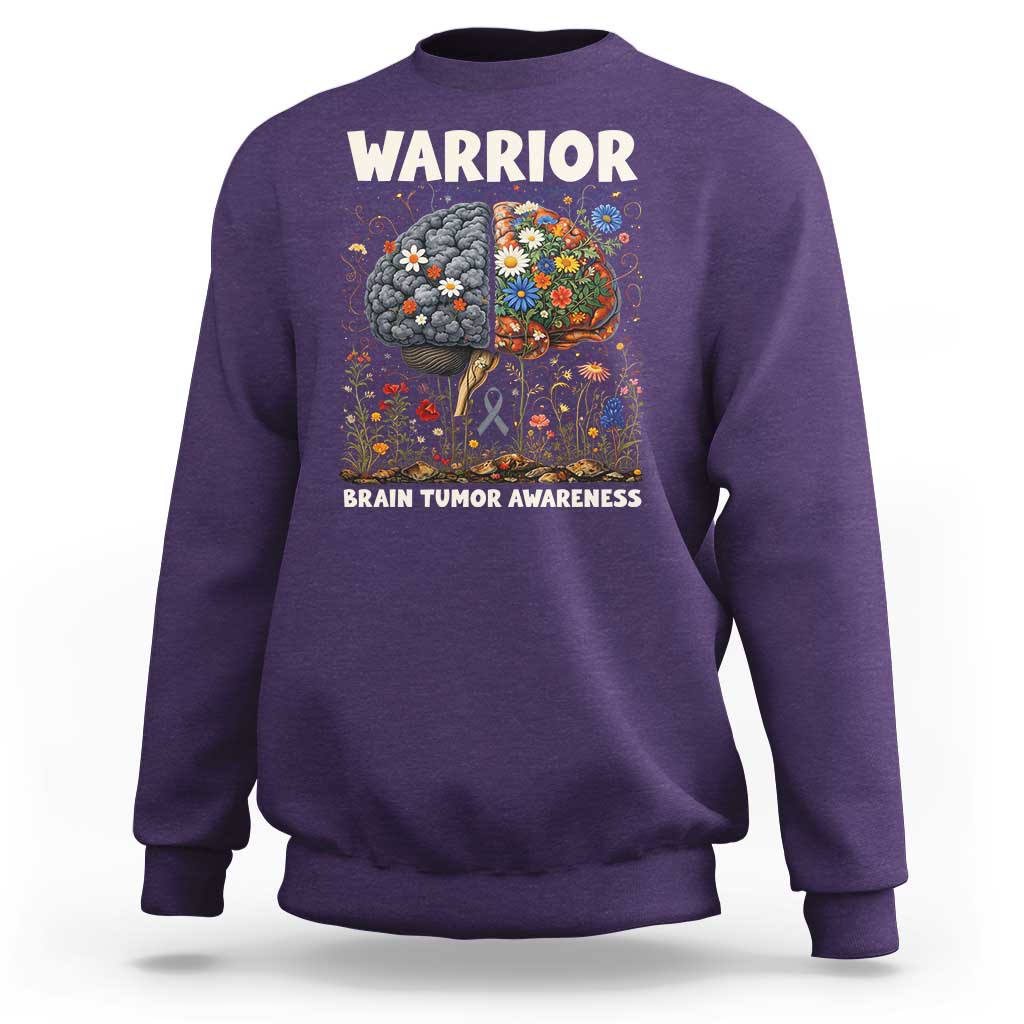 Brain Tumor Warrior Sweatshirt Gray Ribbon Brain Cancer Awareness