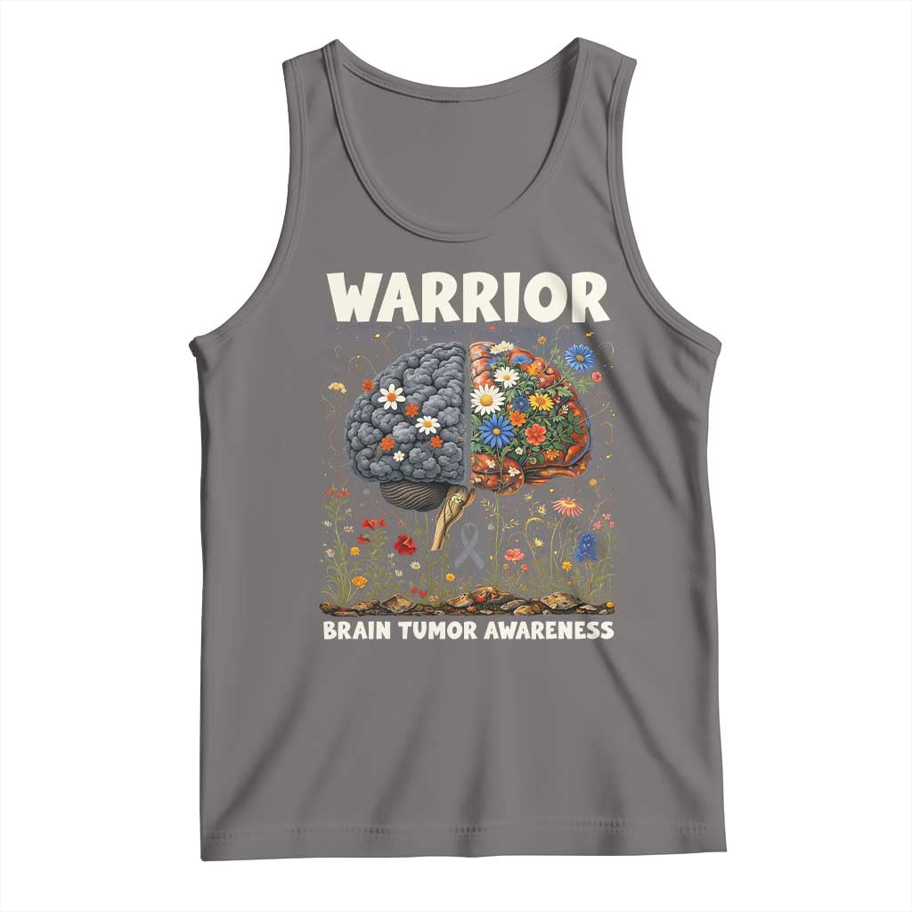 Brain Tumor Warrior Tank Top Gray Ribbon Brain Cancer Awareness
