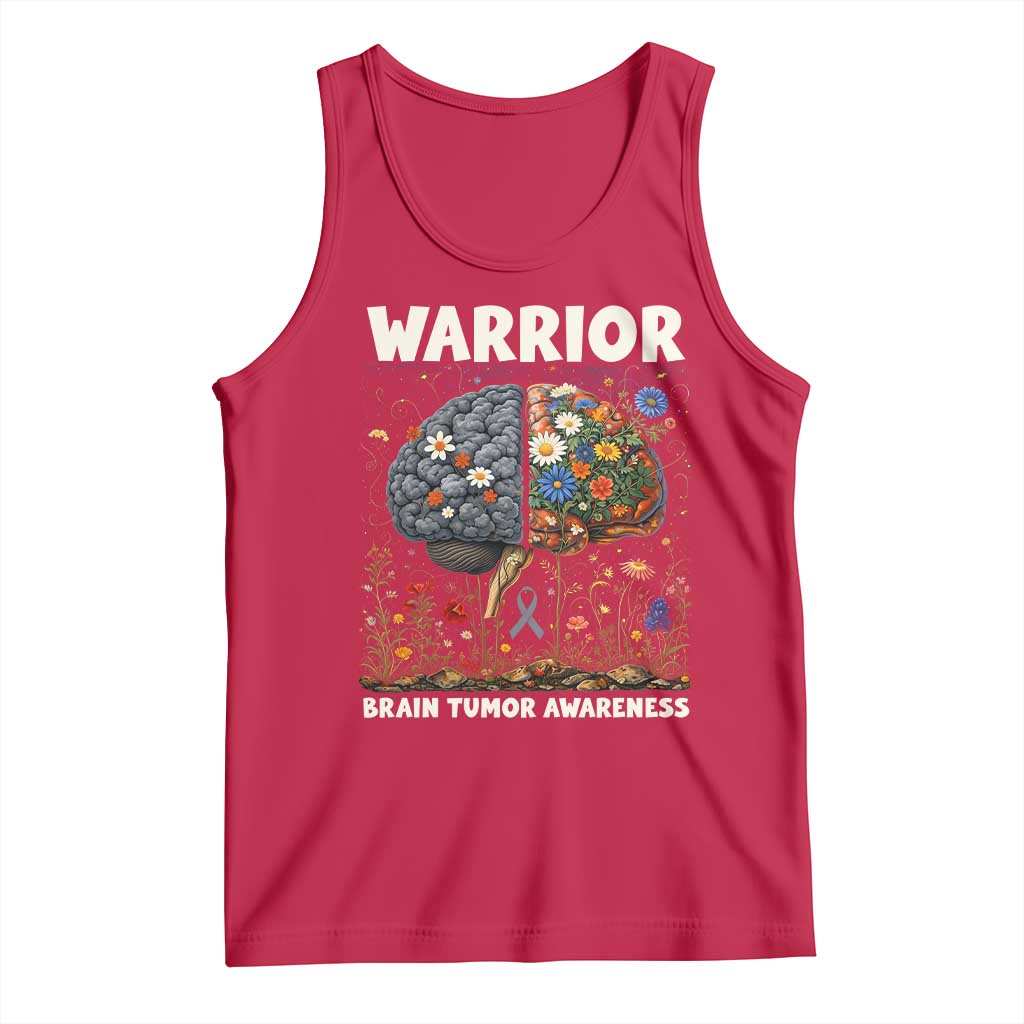 Brain Tumor Warrior Tank Top Gray Ribbon Brain Cancer Awareness