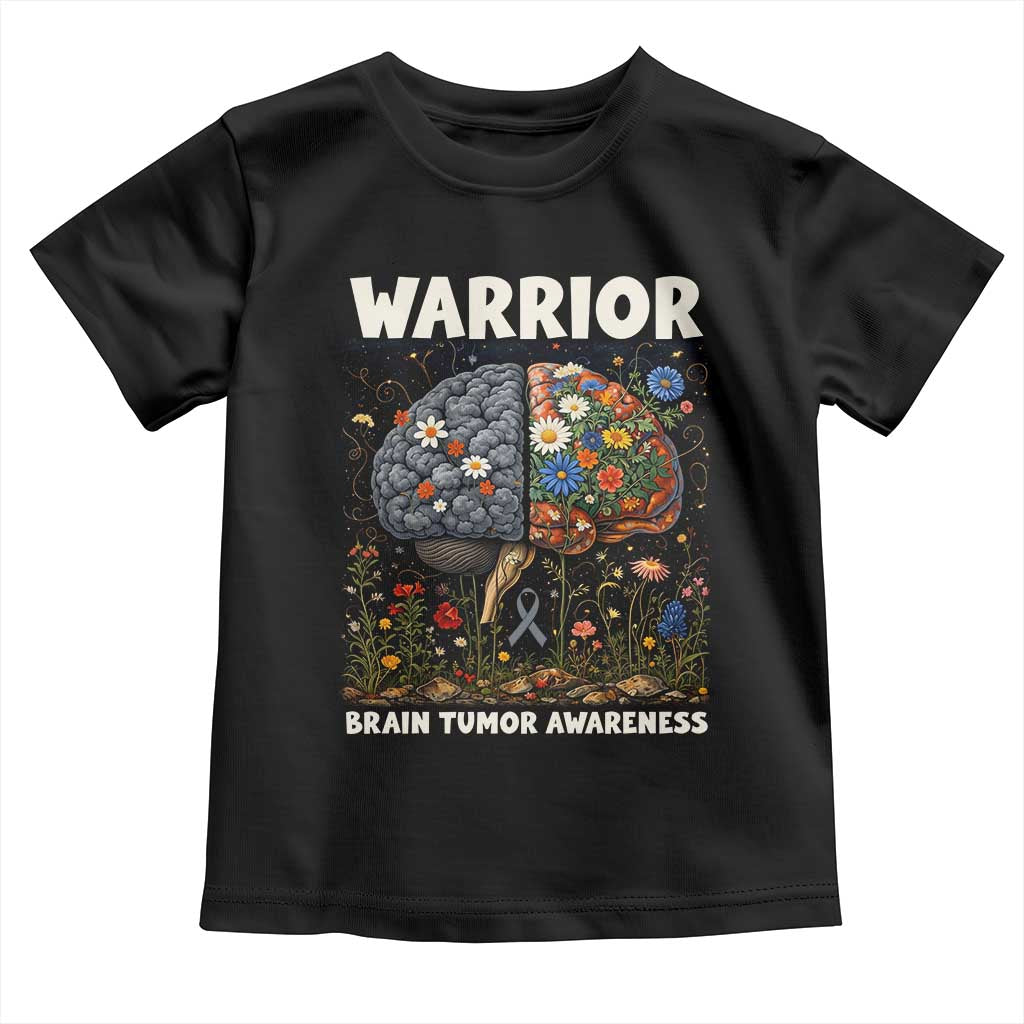 Brain Tumor Warrior Toddler T Shirt Gray Ribbon Brain Cancer Awareness