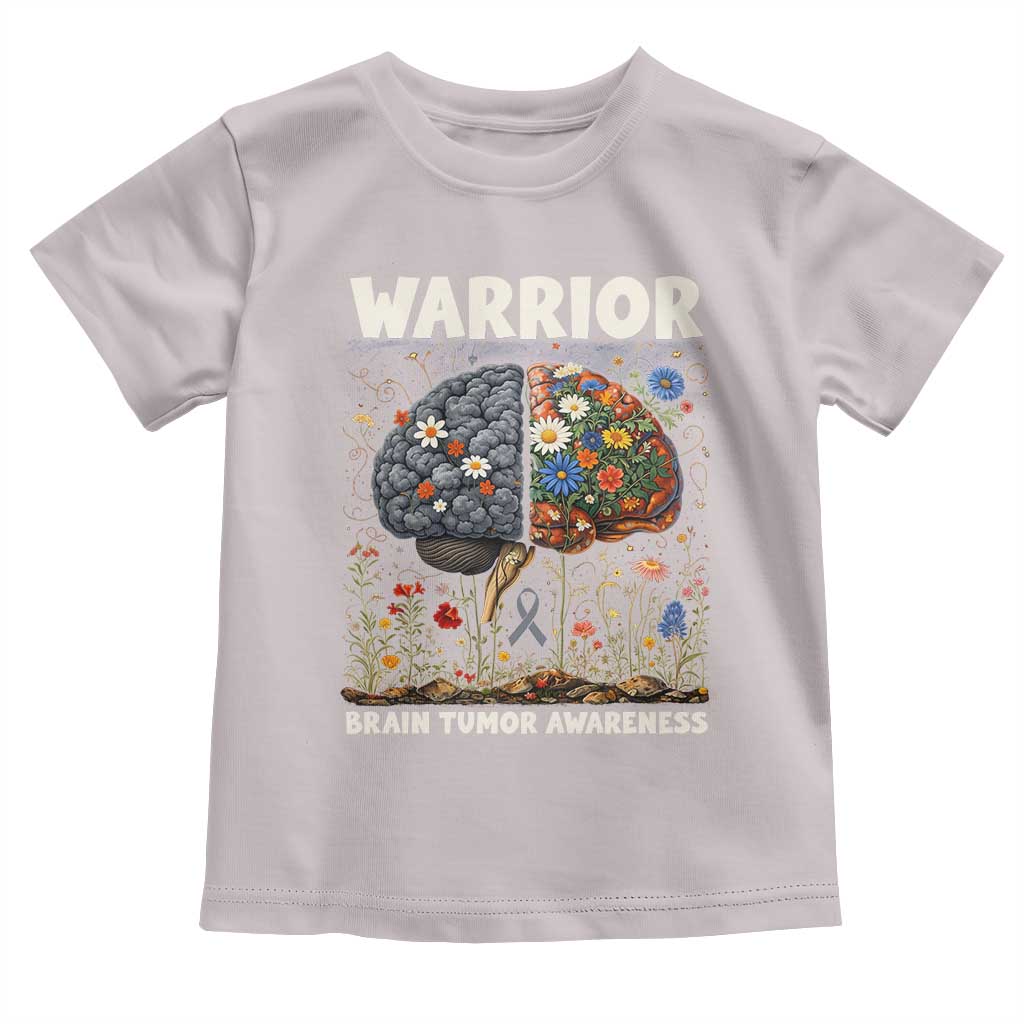 Brain Tumor Warrior Toddler T Shirt Gray Ribbon Brain Cancer Awareness
