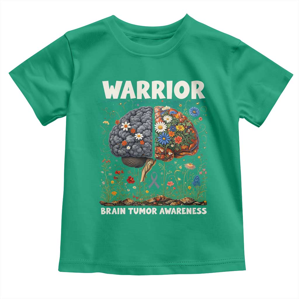 Brain Tumor Warrior Toddler T Shirt Gray Ribbon Brain Cancer Awareness