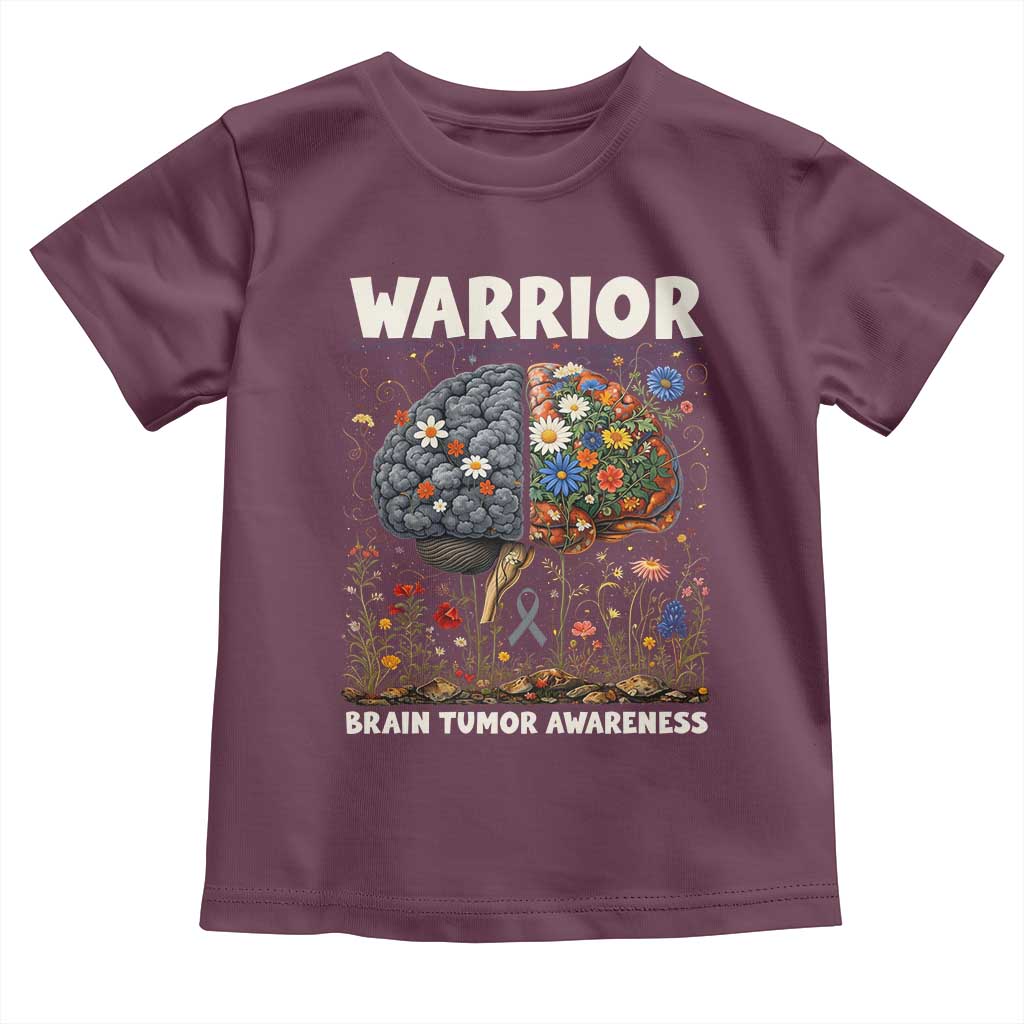 Brain Tumor Warrior Toddler T Shirt Gray Ribbon Brain Cancer Awareness