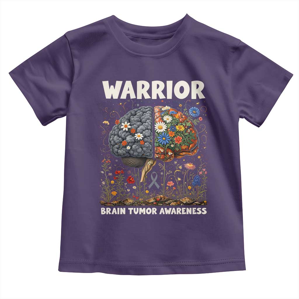Brain Tumor Warrior Toddler T Shirt Gray Ribbon Brain Cancer Awareness