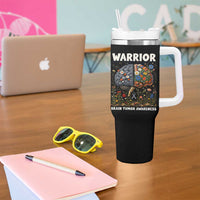 Brain Tumor Warrior Tumbler With Handle Gray Ribbon Brain Cancer Awareness
