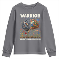 Brain Tumor Warrior Youth Sweatshirt Gray Ribbon Brain Cancer Awareness
