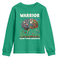 Brain Tumor Warrior Youth Sweatshirt Gray Ribbon Brain Cancer Awareness