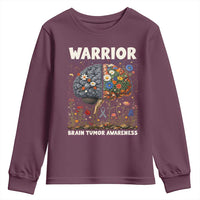Brain Tumor Warrior Youth Sweatshirt Gray Ribbon Brain Cancer Awareness