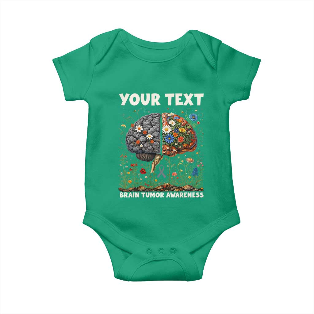 Personalized Brain Tumor Warrior Baby Onesie Custom Name Gray Ribbon Brain Cancer Awareness