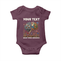 Personalized Brain Tumor Warrior Baby Onesie Custom Name Gray Ribbon Brain Cancer Awareness