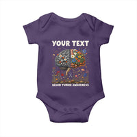 Personalized Brain Tumor Warrior Baby Onesie Custom Name Gray Ribbon Brain Cancer Awareness
