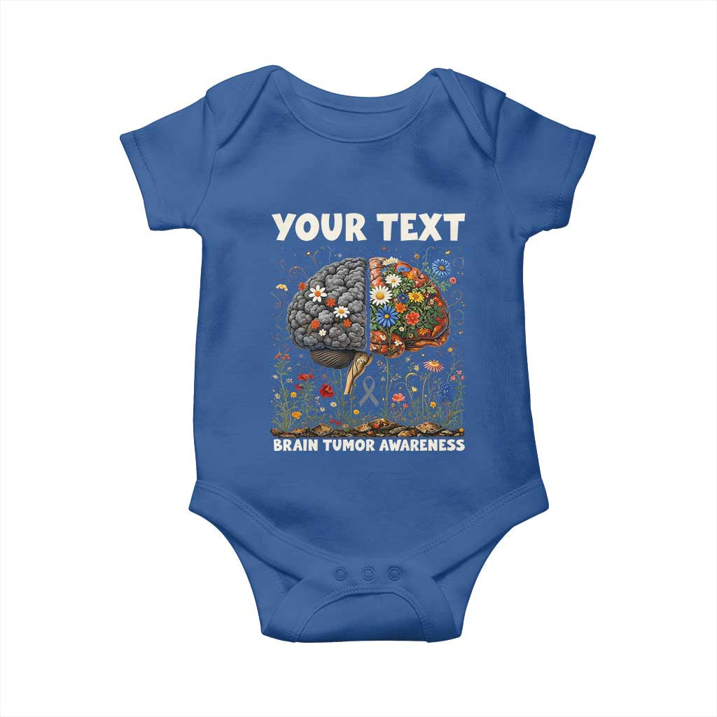 Personalized Brain Tumor Warrior Baby Onesie Custom Name Gray Ribbon Brain Cancer Awareness