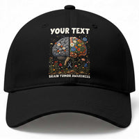 Personalized Brain Tumor Warrior Baseball Cap Custom Name Gray Ribbon Brain Cancer Awareness