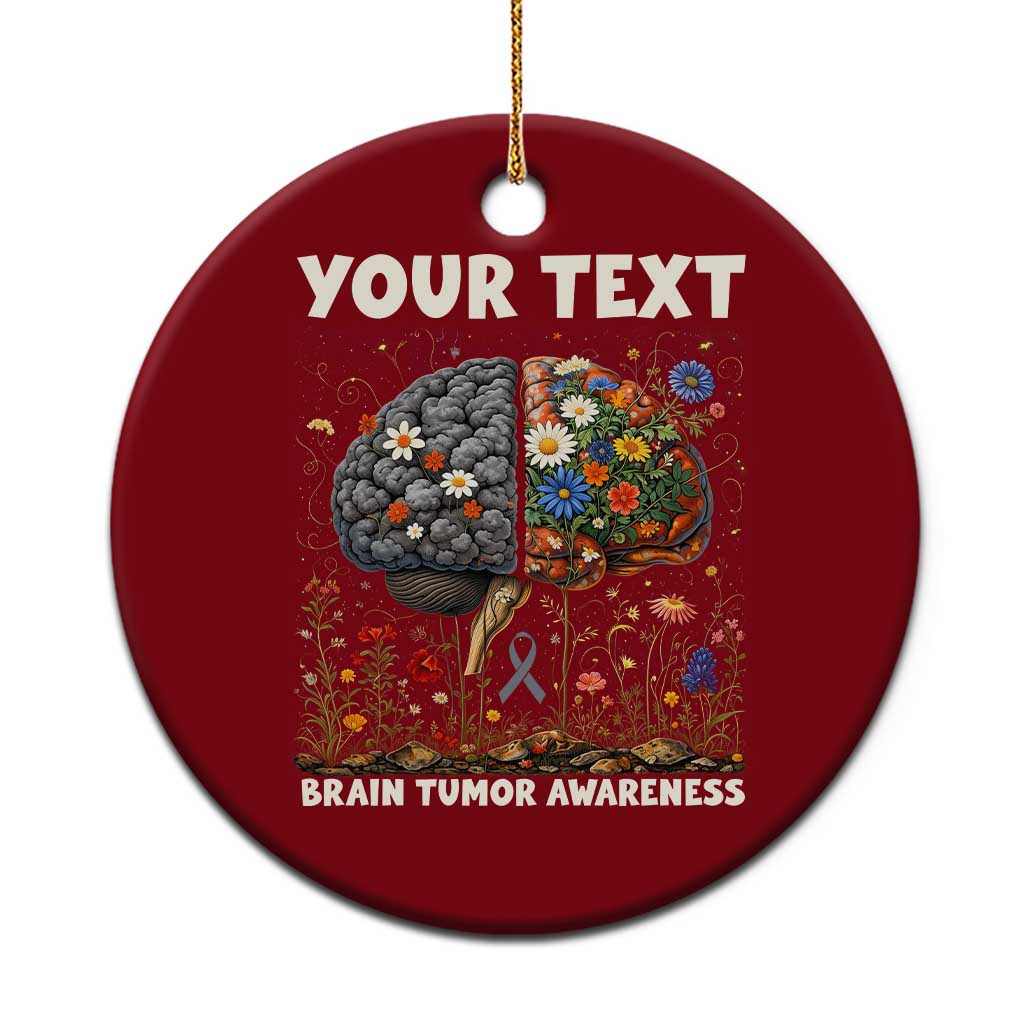 Personalized Brain Tumor Warrior Ceramic Ornament Custom Name Gray Ribbon Brain Cancer Awareness